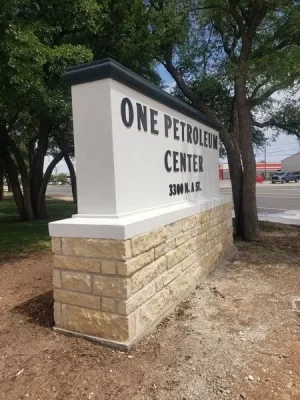 One Petroleum center monument sign
