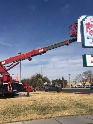 Rosas Cafe pole sign install