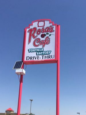 Rosas pole sign - solar power