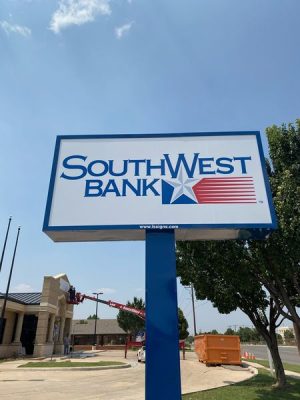 Southwest bank pole sign